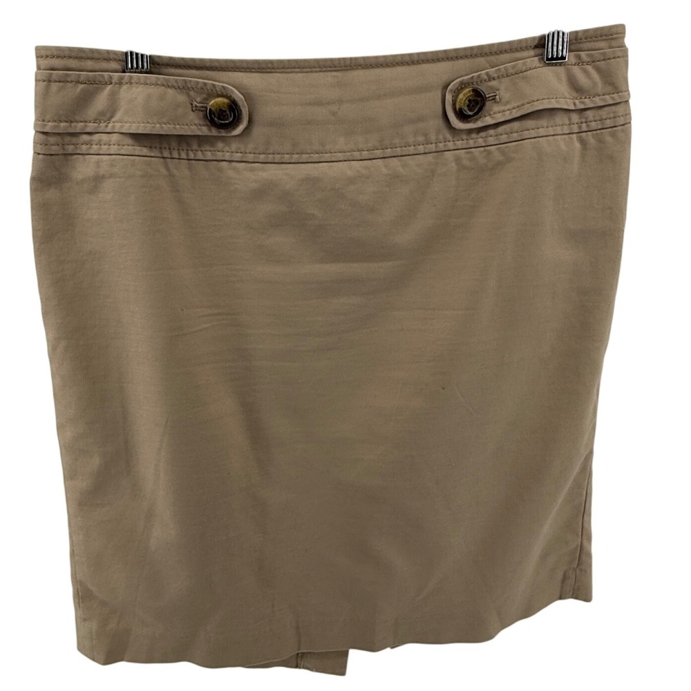 Ann‎ Taylor LOFT Skirt Women's Size 12 Tan Career Casual Button Detail